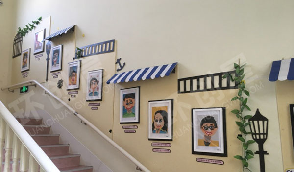 幼儿园走廊楼梯墙面我的一家装饰画图片