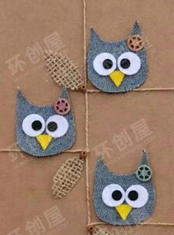 幼儿园废物利用布艺麻绳卡通画主题墙图片