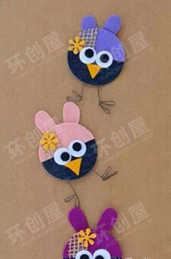 幼儿园废物利用布艺麻绳卡通画主题墙图片