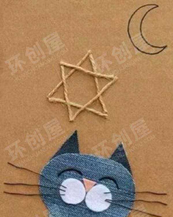 幼儿园废物利用布艺麻绳卡通画主题墙图片