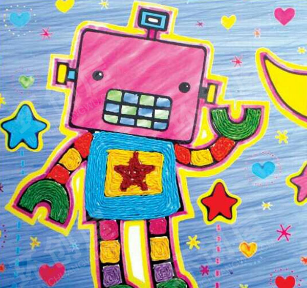 幼儿园墙面布置绳子卡通动物画图片