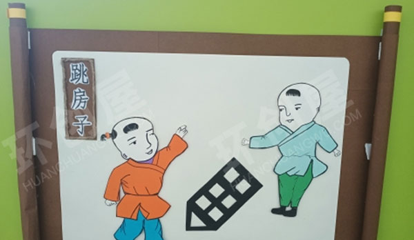幼儿园走廊墙面手工作品传统民间游戏图片