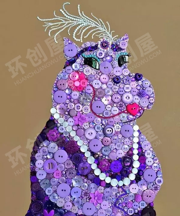 幼儿园废物利用纽扣拼接粘贴作品展示图片