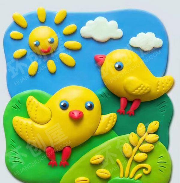 幼儿园超清晰立体橡皮泥做画作品展示图片