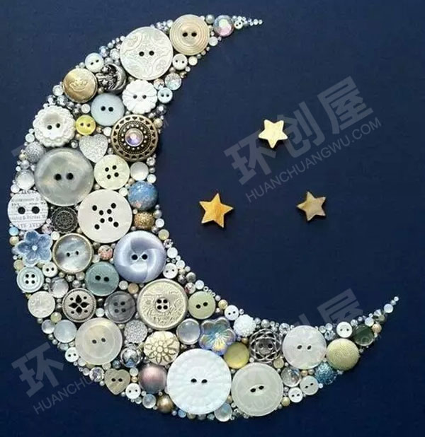 幼儿园废物利用纽扣拼接粘贴作品展示图片
