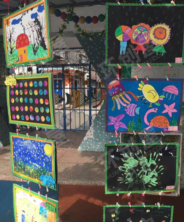 幼儿园六一户外各种创意有趣画展图片