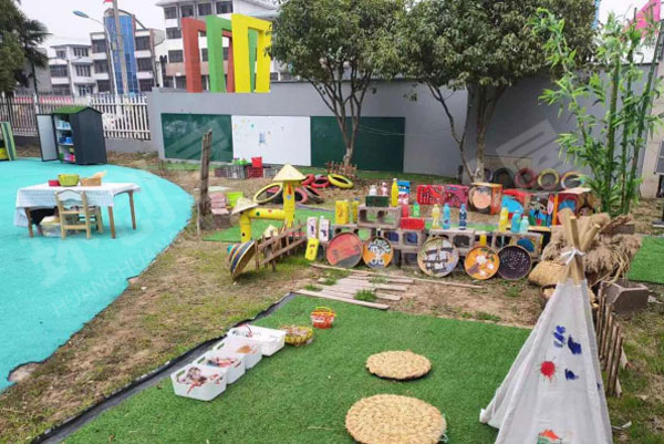 幼儿园户外美工区环创水乡特色古色古香图片