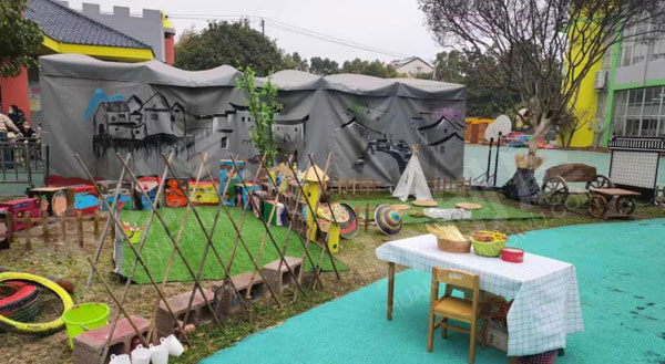 幼儿园户外美工区环创水乡特色古色古香图片
