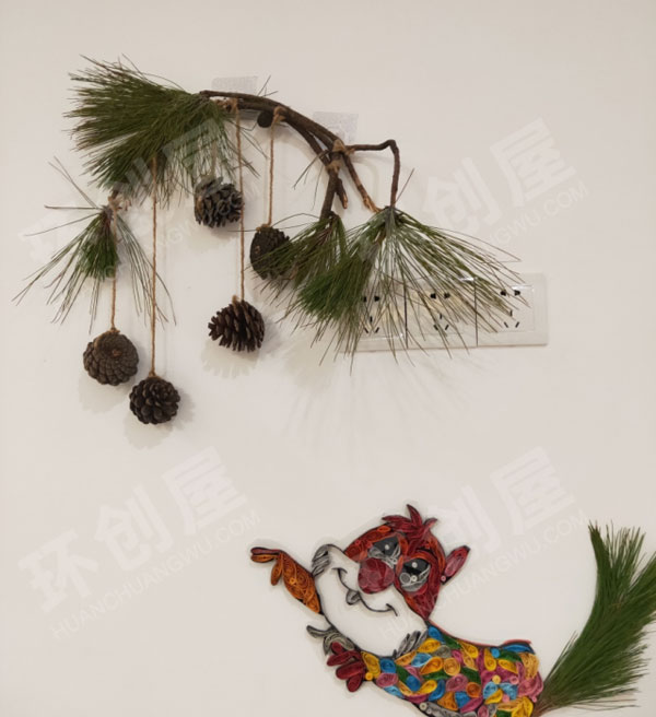 幼儿园衍纸小松鼠自然风格墙面布置图片