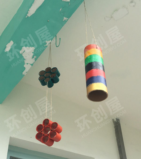 幼儿园废物利用纸筒吊饰图片