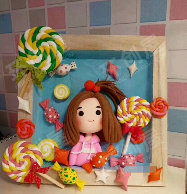 幼儿园轻黏土加水彩创意手工走廊角装饰图片