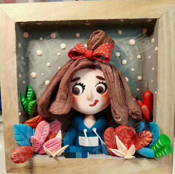 幼儿园轻黏土加水彩创意手工走廊角装饰图片