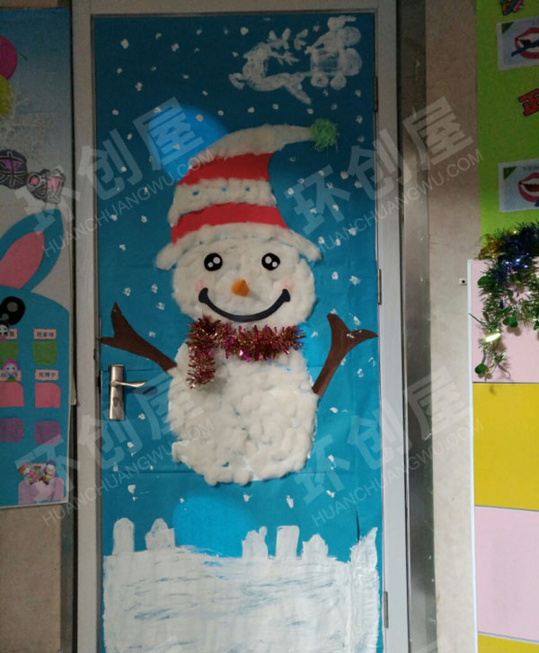 幼儿园圣诞节雪人门框图片