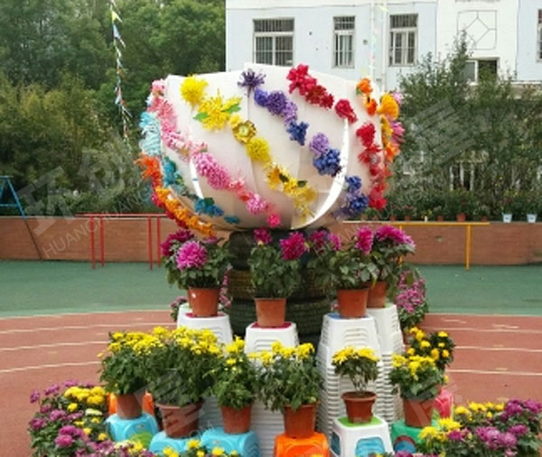 幼儿园户外环创重阳节赏菊花图片