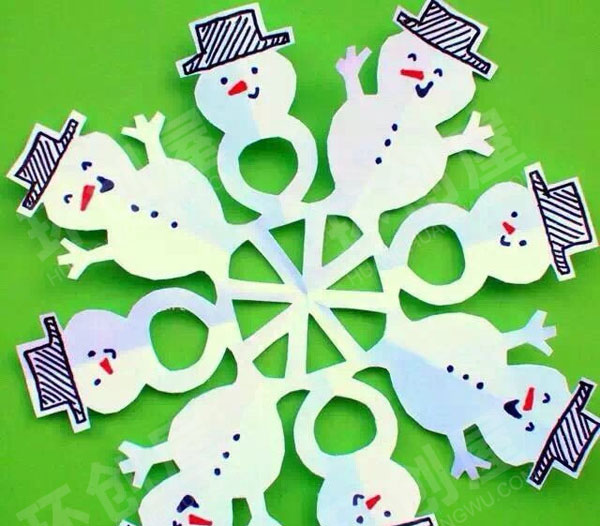 幼儿园美工区可爱的剪纸小雪人图片
