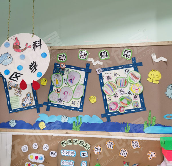 幼儿园科学区墙面科学认知布置图片