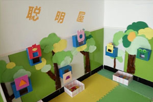 幼儿园益智区废物利用纸箱制作墙面聪明屋图片
