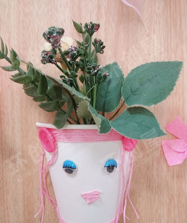 幼儿园角色游戏花店手工纸杯花盆图片
