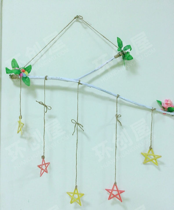 幼儿园田园风树枝线绳墙面布置图片