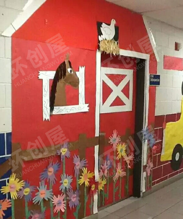 幼儿园卡通动物乐园门窗装饰图片