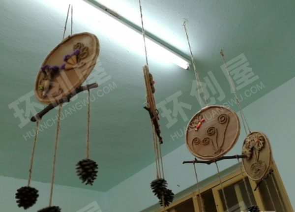 幼儿园原木风麻绳彩纸纸壳吊饰图片