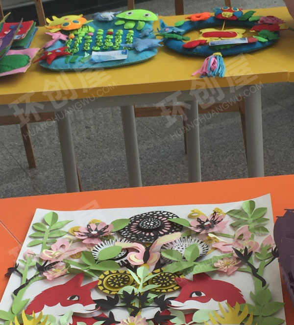 幼儿园大厅走廊衍纸卡纸美术优秀作品图片