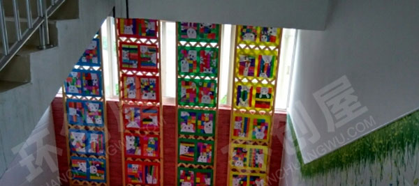 幼儿园走廊楼梯窗户创意画图片
