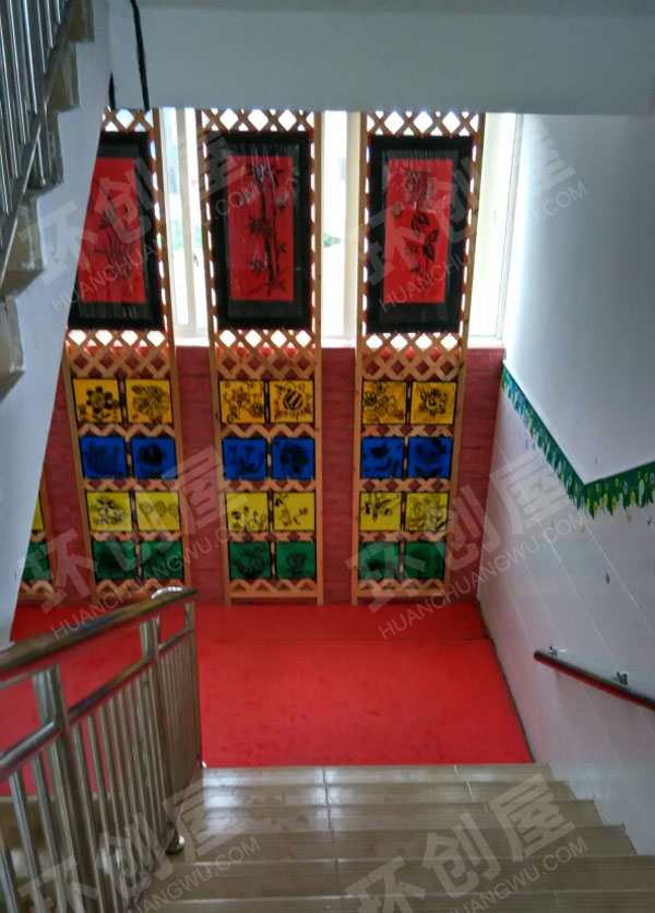 幼儿园走廊楼梯窗户创意画图片