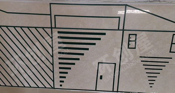 幼儿园建构区简易线条建筑墙面画图片