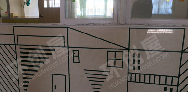 幼儿园建构区简易线条建筑墙面画图片
