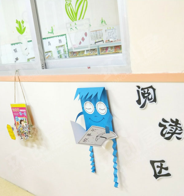 幼儿园阅读区墙面吊挂故事书图片