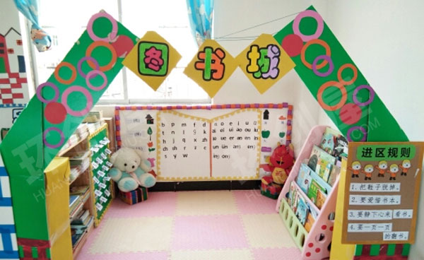 幼儿园阅读区图书城环创图片