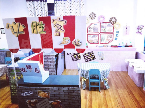 幼儿园角色游戏西餐厅必胜客图片