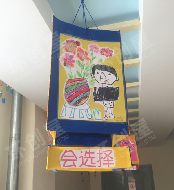 幼儿园不织布缝制灯笼形状粘贴儿童画吊饰图片