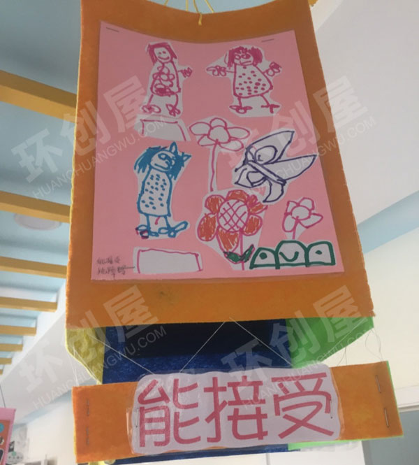 幼儿园不织布缝制灯笼形状粘贴儿童画吊饰图片