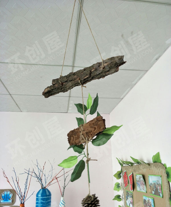 幼儿园松果木材环保吊饰图片