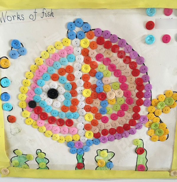 幼儿园走廊楼梯纽扣装饰画图片