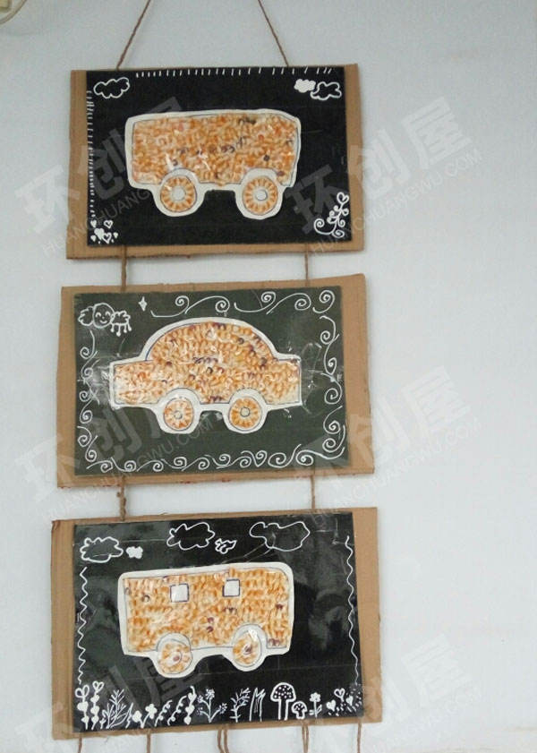 幼儿园废物利用粘贴画作品展示图片