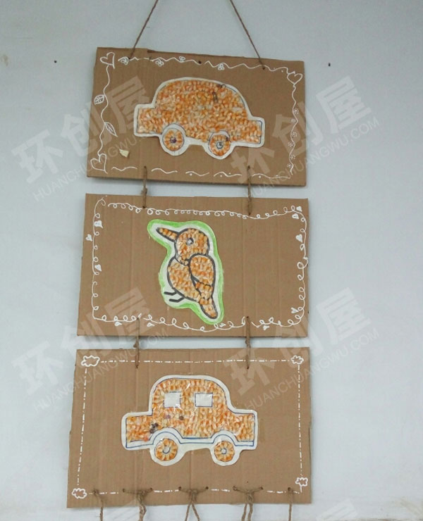 幼儿园废物利用粘贴画作品展示图片