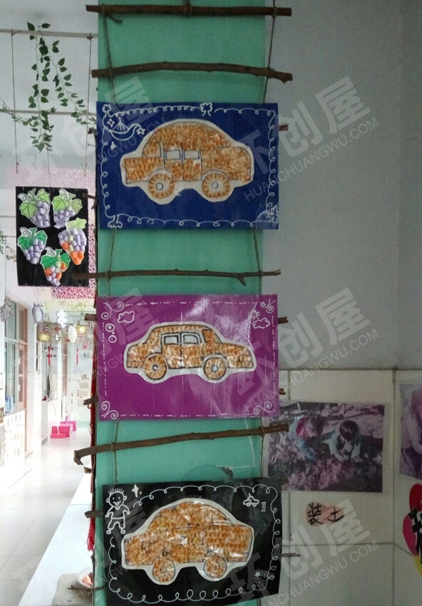 幼儿园废物利用粘贴画作品展示图片