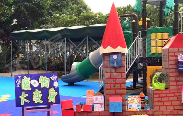 幼儿园户外环创地球小卫士废物利用图片