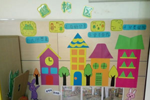 幼儿园建构区墙面城市高楼图片2张