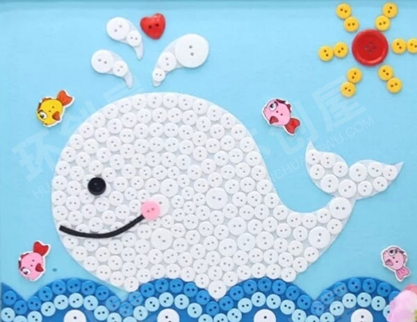幼儿园美工区各种创意纽扣画图片