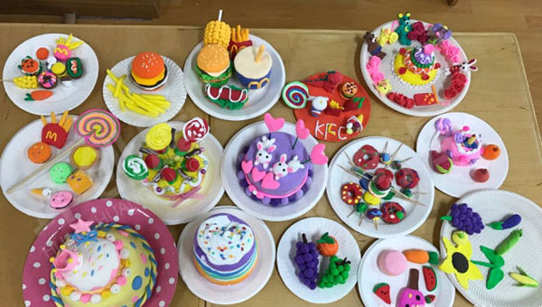 幼儿园美工区粘土好吃的食物图片