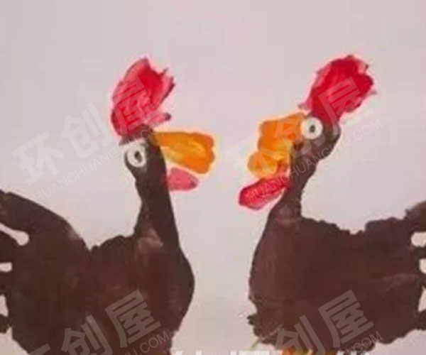 幼儿园美工区掌印画图片