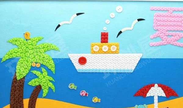 幼儿园美工区各种创意纽扣画图片