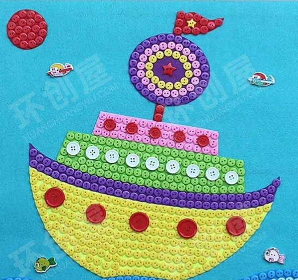 幼儿园美工区各种创意纽扣画图片