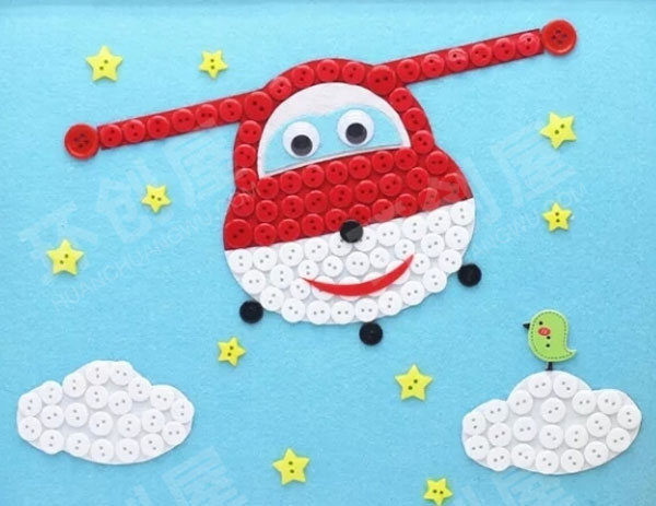 幼儿园美工区各种创意纽扣画图片