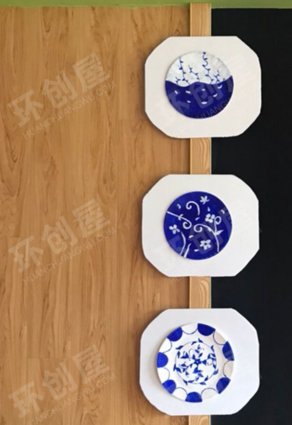 幼儿园环创中国文化青花瓷墙面布置图片