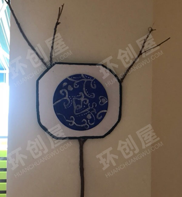 幼儿园环创中国文化青花瓷墙面布置图片